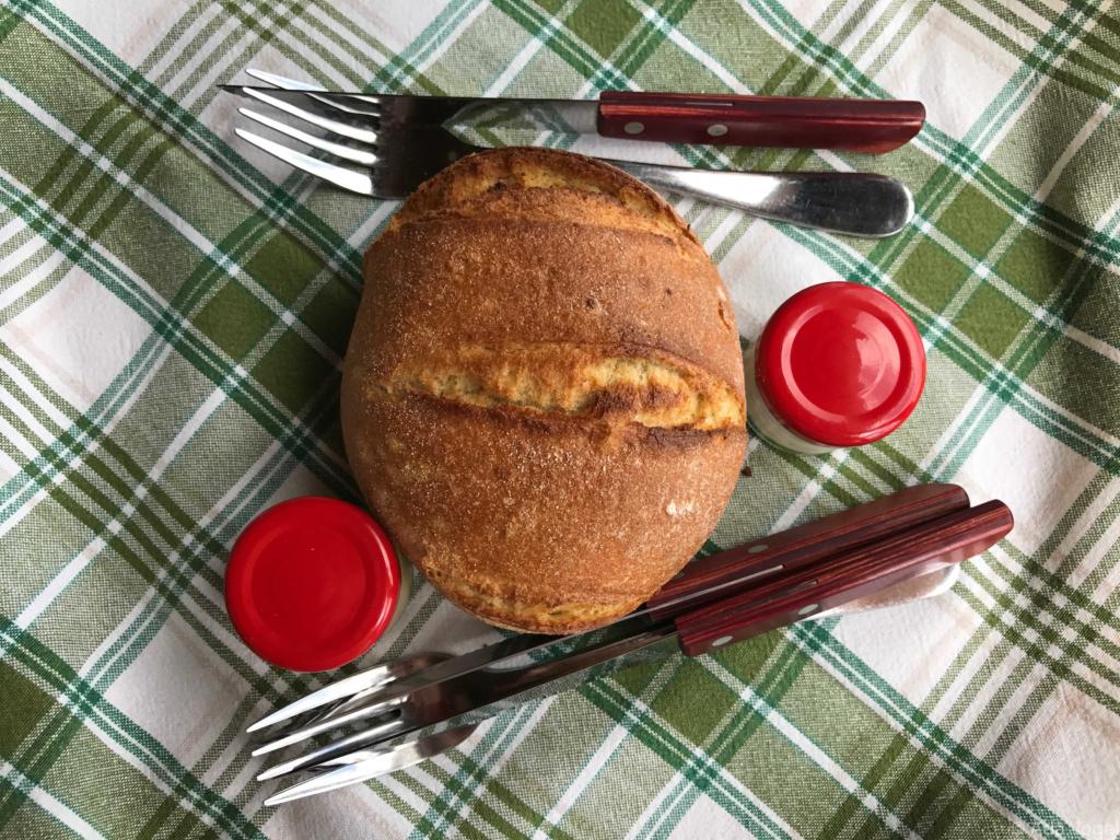 Beautifully warm Greek bread served with mustard
